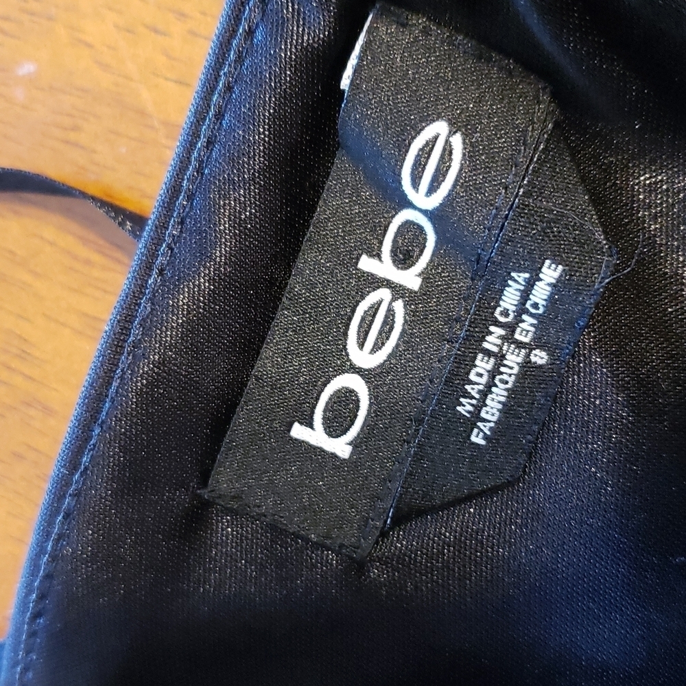 - Bebe black dress with faux leather trim size 8 #021 - Picture 10 of 15